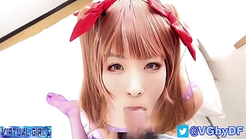 Busty asian shemale gets a blowjob and gets fucked