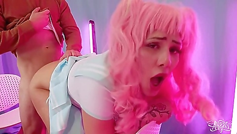 Gorgeous red-haired tattooed slut is fucked in ass