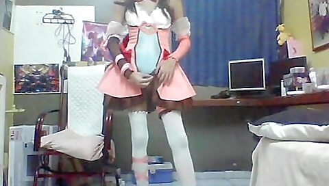 Stunning brunette with a sexy body fucking in stockings