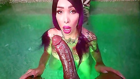 Tattooed ass and big tits in a interracial pov movie