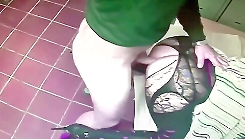 Big ass brunette with stockings fucked in a porn scene