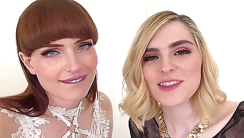 Hot blonde rides two big black dicks in a threesome