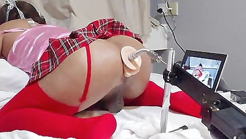 Old man and a young teen with a big ass with a toy