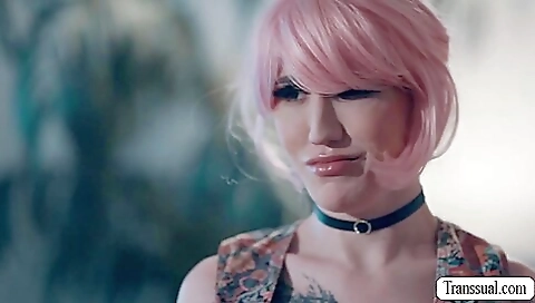 tattooed blonde babe with a perfect body gets fucked on bareback