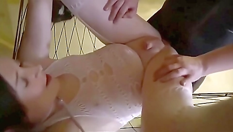 Hot slut in sexy skirt riding shemale with big boobs