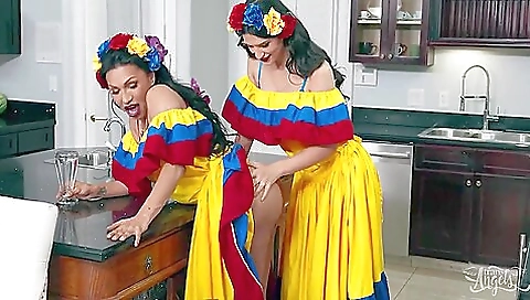 Latina babe gets screwed hard in a interracial threesome