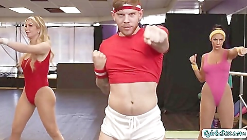 Tattooed blonde yoga tramp rides a cock with passion