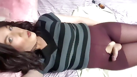 Amateur Shemale masturbates and plays with her pussy