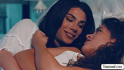 Hot brunette babe receives a blowjob and takes care of the cock