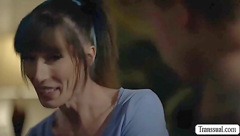 Big boob teen is fucked in an asshole in a huge cock