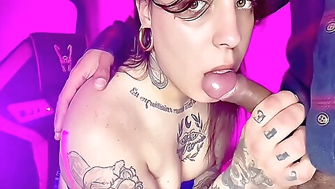 Bareback teen with a tattooed pussy fucks a black guy