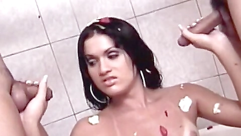 Horny shemale with small tits is getting penetrated